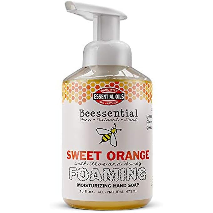 Beessential (470ML, ORANGE) - ALL NATURAL FOAMING HAND SOAP, ORANGE OILS, MADE WITH MOISTURISING ALOE & HONEY - MADE IN THE USA, 470ML - Image 1